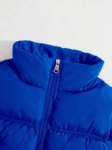 SHEIN Unity 女士拉链纯色加垫羽绒背心 - 藍色 - 查看 3