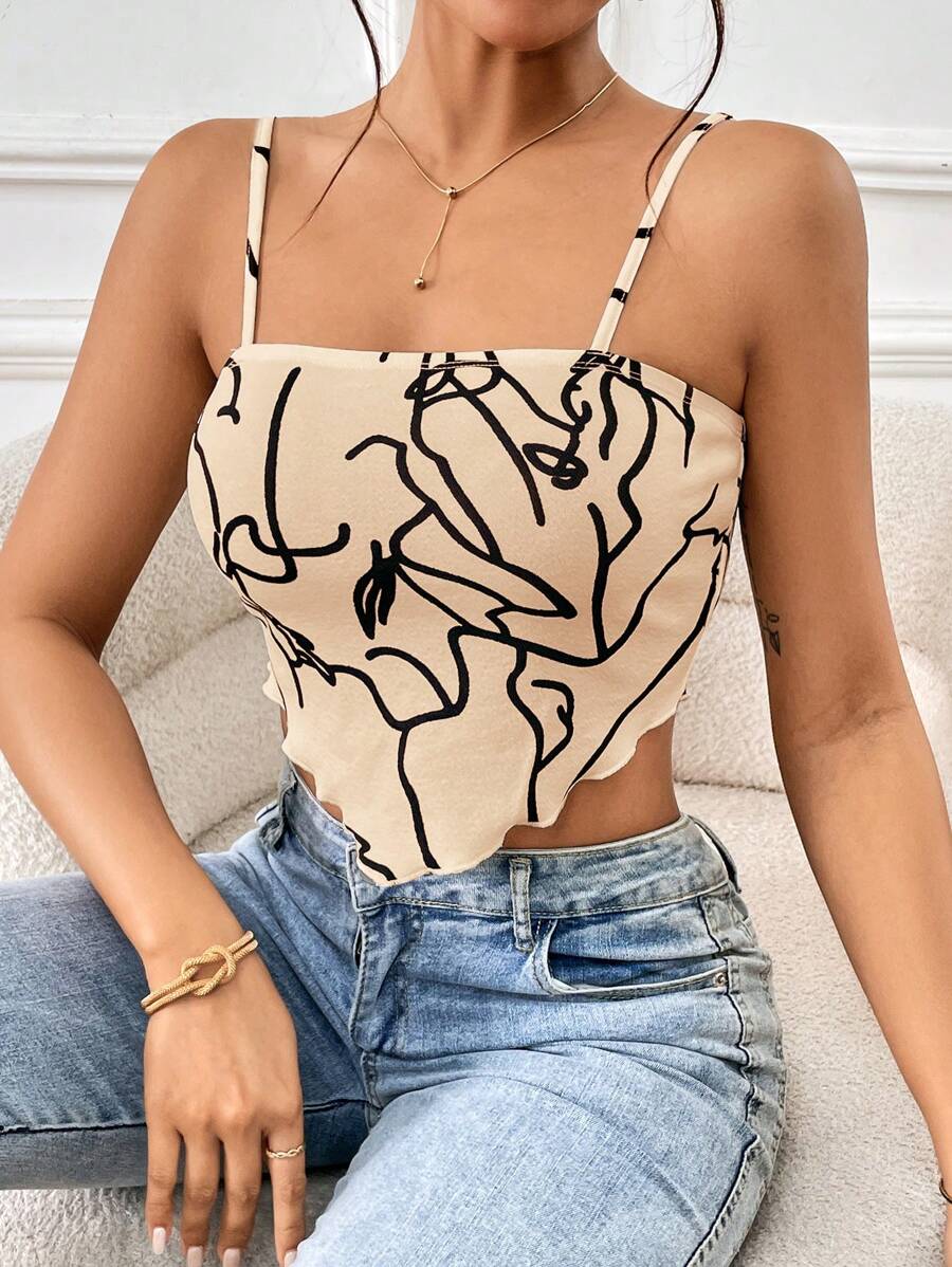 SHEIN Essnce 女性手帕下擺貼身吊帶背心上衣