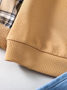 SHEIN Con trai Kẻ sọc Vá lại Áo nỉ Và Quần jean Bộ - Nhiều màu - Xem 5
