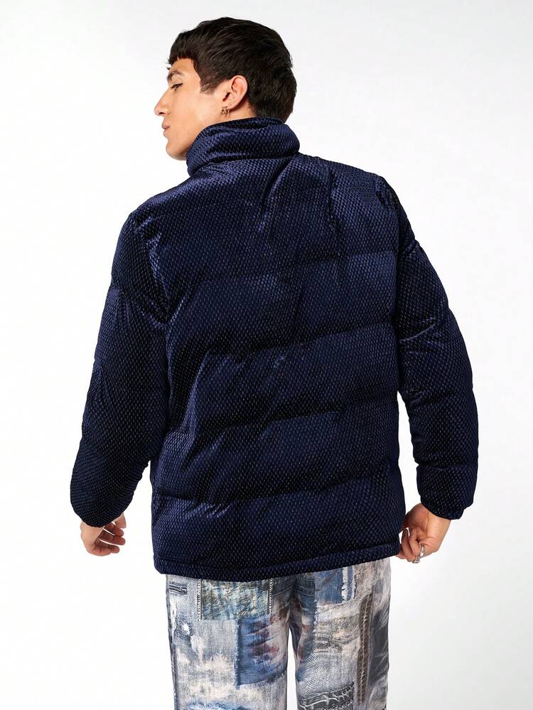 Loose Fit Men's Zipper Front Padded Coat