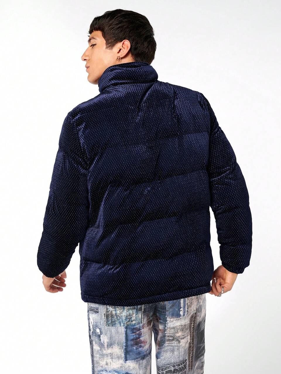 Loose Fit Men's Zipper Front Padded Coat