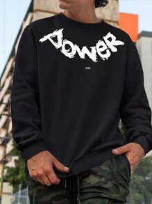 Manfinity Hypemode Men Plus Letter Print Fluffy Lined Sweatshirt