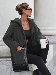 RueChic Women's Hooded Padded Coat - Dark Grey - View 5