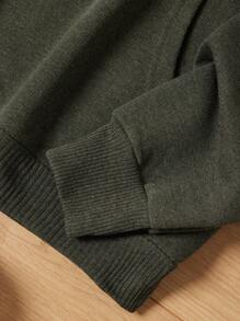 SHEIN Cottnline Men's Hooded Sweater With Drop Shoulder Design And Drawstring Detail - Green - View 5
