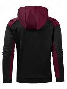 Manfinity Sport Corelite 男友风男式拼色抽绳运动夹克健身上衣 - 黑色 - 查看 2