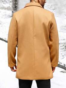 Manfinity Homme Men's Zipper Overcoat For Winter Daily Wear - Camel - View 2