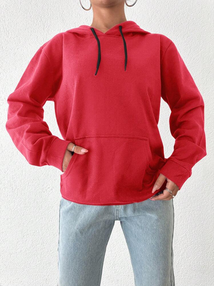 RueChic Women's Drawstring Hoodie - Red - View 1