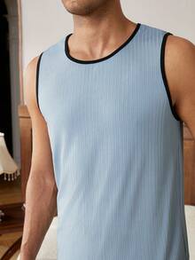 Men's Sleeveless Vest And Shorts Homewear Set - Multicolor - View 4