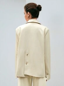 Anewsta Women's Turn-down Collar Single Breasted Suit Jacket - Apricot - View 2