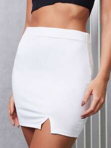 SHEIN SAIA BRANCA COM FENDA FEMININA - White - View 5