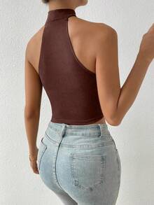 SHEIN Essnce Khối màu Halter Neck Áo ba lỗ - Nhiều màu - Xem 2