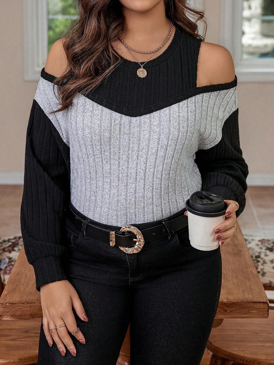 Calvaya Hơn Hai âm Vai lạnh Áo nỉ - Nhiều màu - Xem 1