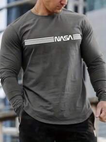 Manfinity Dauomo 男士休閒字母印花t卹 - 灰色 - 查看 1