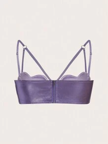 SHEIN ICON Cut Out Front Crop PU Leather Cami Top - Purple - View 2