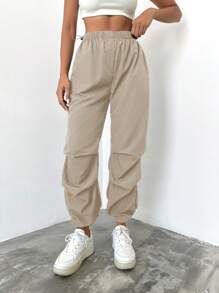 EURMUSE Pantalones Largos De Cintura Con Cordón De Color Sólido - Blanco - Ver 4