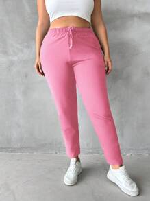 RueChic Plus Slant Pocket Sweatpants - Baby Pink - View 3