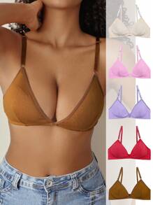 SHEIN Sujetador inalámbrico liso para mujer