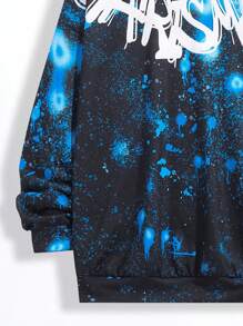 SHEIN Tween Boy Galaxy & Letter Graphic Sweatshirt - Black - View 4