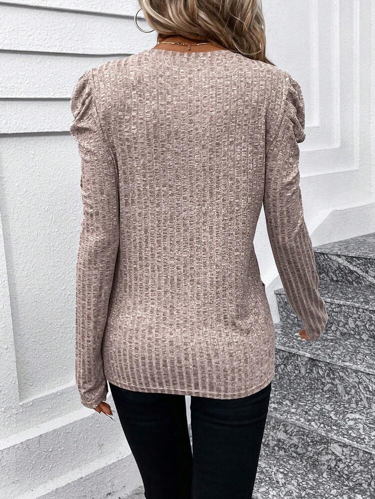 Women's Solid Puff Sleeve T-shirt