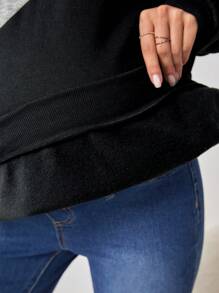 SHEIN Maternity Color Block Nursing Sweatshirt With Long Sleeve - Grey - View 5