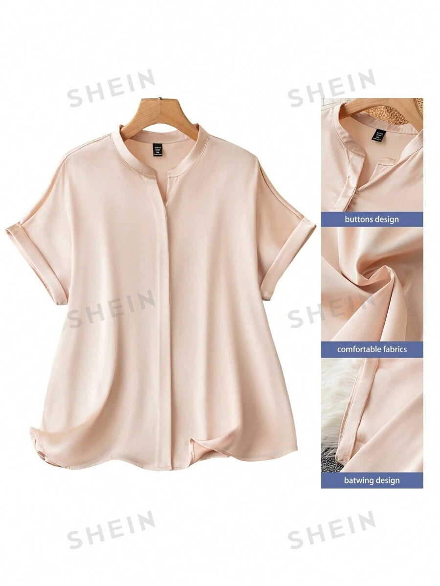 Celure Plus bluză solidă cu mânecă liliac