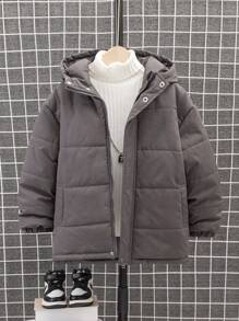 Boys' Casual And Warm Coat For Autumn And Winter - Dark Grey - View 3