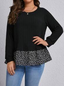 SHEIN LUNE 大尺碼t恤 - 黑色 - 查看 1