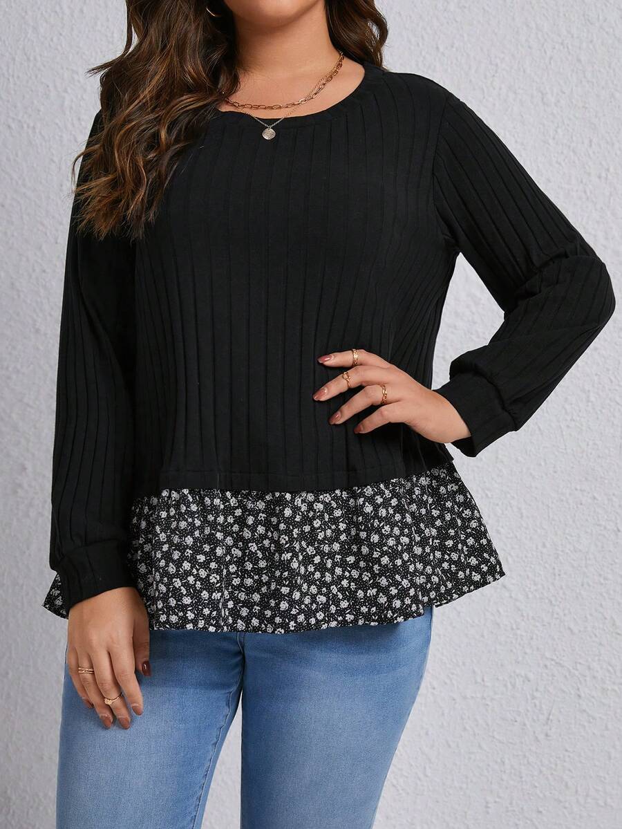 SHEIN LUNE 大尺碼t恤 - 黑色 - 查看 1