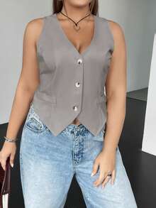 SHEIN EZwear 大碼西裝 - 灰色 - 查看 4