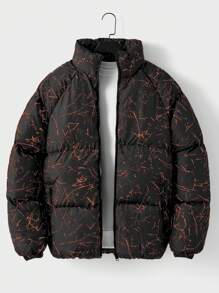 RueChic Men's Full Zip Jacket With All Over Print - Burnt Orange - View 1