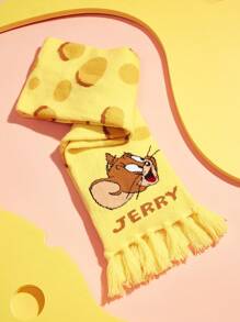 TOM & JERRY X SHEIN 可愛的卡通貓和老鼠可反轉冬季保暖圍巾,適用於兒童 - 彩色 - 查看 4