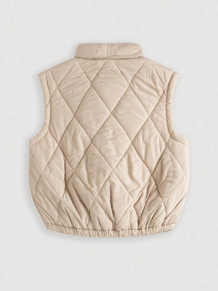 Plus Size Women's Press Stud Closure Padded Vest