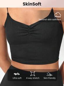 Lifespree Women's Sports Camisole With Spaghetti Straps - Black - View 3