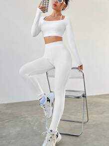 SHEIN EZwear 女性兩件套裝 - 白色 - 查看 1