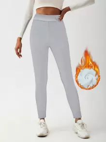 SHEIN LUNE Leggings térmicos con parche de letra