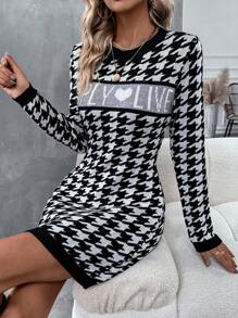 SHEIN Unity Của phụ nữ Chữ cái Mẫu Đầm Áo len Với Họa tiết Nanh sói Kẻ sọc - Nhiều màu - Xem 1