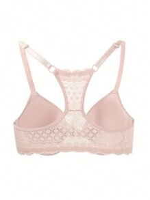 蕾絲拼接女士胸罩 - 粉色 - 查看 4