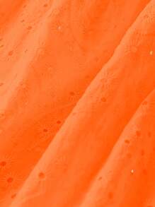 SHEIN LUNE Plus Size Hollow Out Embroidered Keyhole Back Tank Top - Orange - View 3