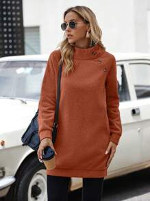 SHEIN LUNE Women's Raglan Sleeve Sweatshirt - Redwood - View 5