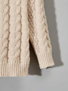SHEIN Young Boys' Round Neck Knitted Sweater - Khaki - View 6