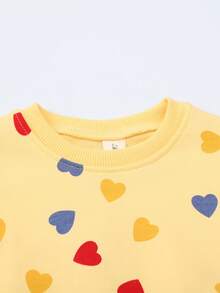 男童愛心圖案運動衫和短褲套裝 - 黃色 - 查看 5