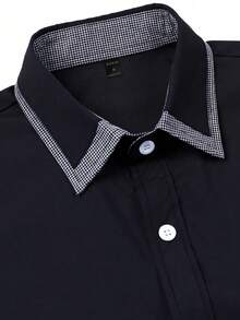 Manfinity Mode Nam Kẻ sọc Cắt tỉa Tay áo dài Áo sơ mi - màu đen - Xem 3