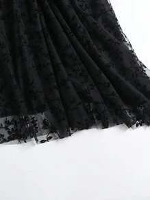 EARO Women's Elegant Commuter Flocked Mesh Skirt