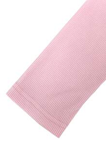 SHEIN Unity 女式纯色V领插肩袖金属环装饰紧身衣 - 粉色 - 查看 4