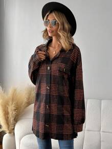 SHEIN LUNE 女性千鳥格常規外套 - 彩色 - 查看 5