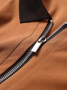 男士秋冬新條紋立領polo衫,長袖t恤,拉鍊領口,休閒復古polo衫,簡約風格,原創設計,商務時尚,個性羽翼印花上衣,適用於運動、休閒和度假場合,寬鬆版型,抗皺透氣 - 亮橙色 - 查看 3