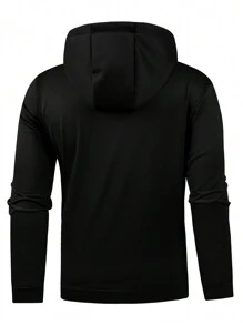 Street Sport Nam Dây kéo Dây rút áo có mũ Áo khoác Thể thao - màu đen - Xem 2