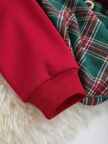 SHEIN EZwear 女士圓領下垂肩毛絨衫,帶有聖誕酒杯圖案 - 紅色 - 查看 3