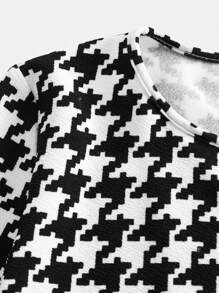 SHEIN Maternity Houndstooth Dress And Jacket Two-piece Set - Black and White - View 8