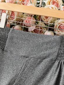 SHEIN LUNE 加大尺碼實心緊繃寬腰帶褲 - 灰色 - 查看 5